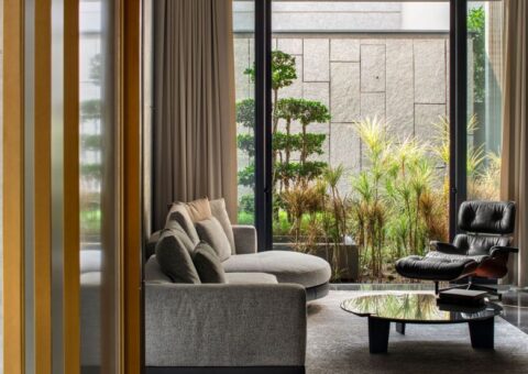 Concrete, courtyard and quietude